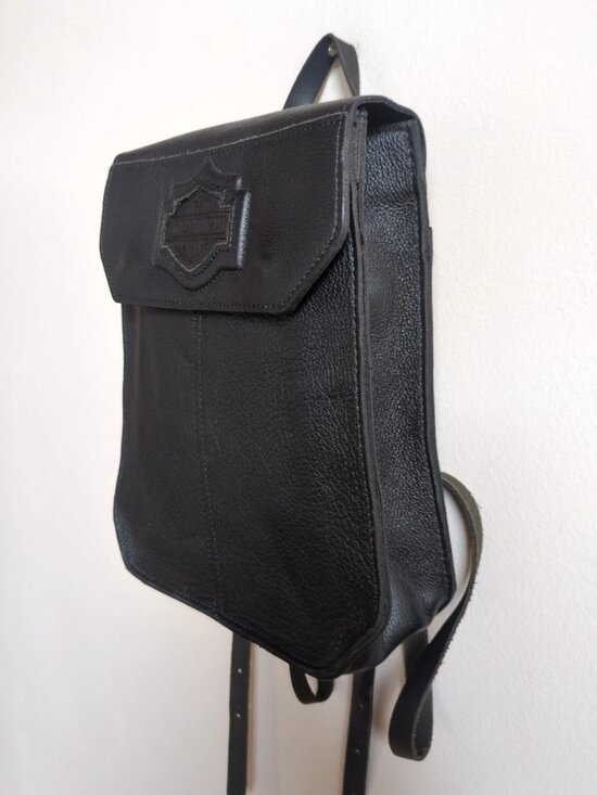 VTG Harley Davidson Heavy Bullhide Pebbled Leather Backpack Bag Motorcycle Biker main image 6